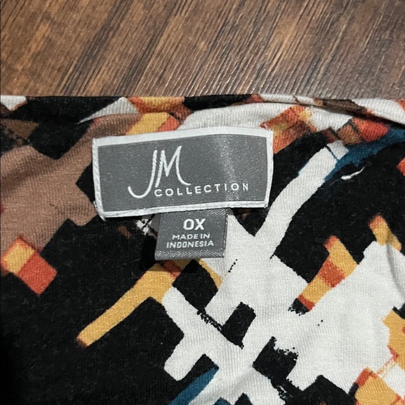 JM Collection Multicolor Abstract Long Sleeve Top - Picture 2 of 2